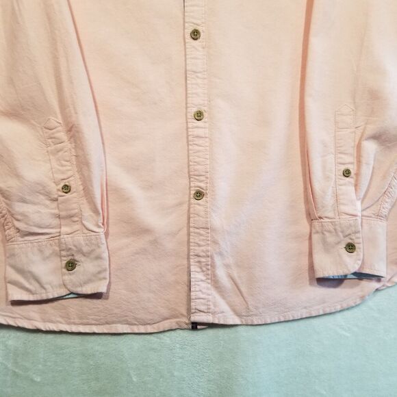 Colours Alexander Julian Mens Shirt XL Peach/Pink Organic Cotton Button Down - Picture 2 of 8